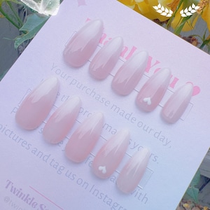 Custom Design No.24 Press On Nails | Beautiful Ombre Nails | Soft Pink Gel Nails | Handmade Nails | yyz717