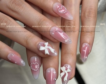 Blushed Pink Princess Press On Nails | Inspo Nails | Premium Nails | Pink Nails | Handmade Nails | Gift Shop | Beautifully Handmade Nails