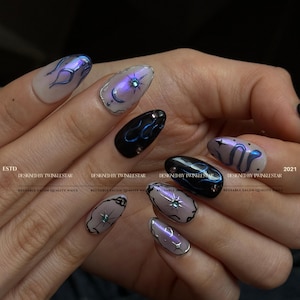 Y2K Witchy Snake Nails | Reusable Sturdy Strong Gel Fake Acrylic Nails | Short Long Press On Nails | Salon Quality Nails|