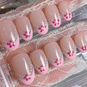 Be Mine / solid nail design / short glossy nails / flower nails / holiday nails / summer nails / glue on the nails / salon quality nails