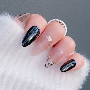Chic Leopard and Gold Chrome Nails | Reusable Nails | Casual Nails | Trendy Nails | Gel Nails | Salon Quality Nails | xtz1761