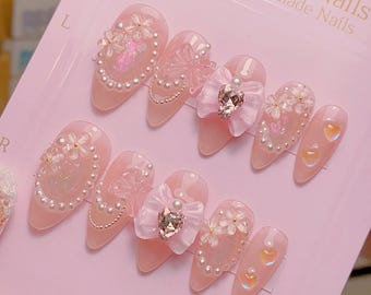 Dream Fairy Aurora and Clear Little Flowers Press On Nails | Cute Nails | Luxury Nails | Salon Quality Nails | xyz2663