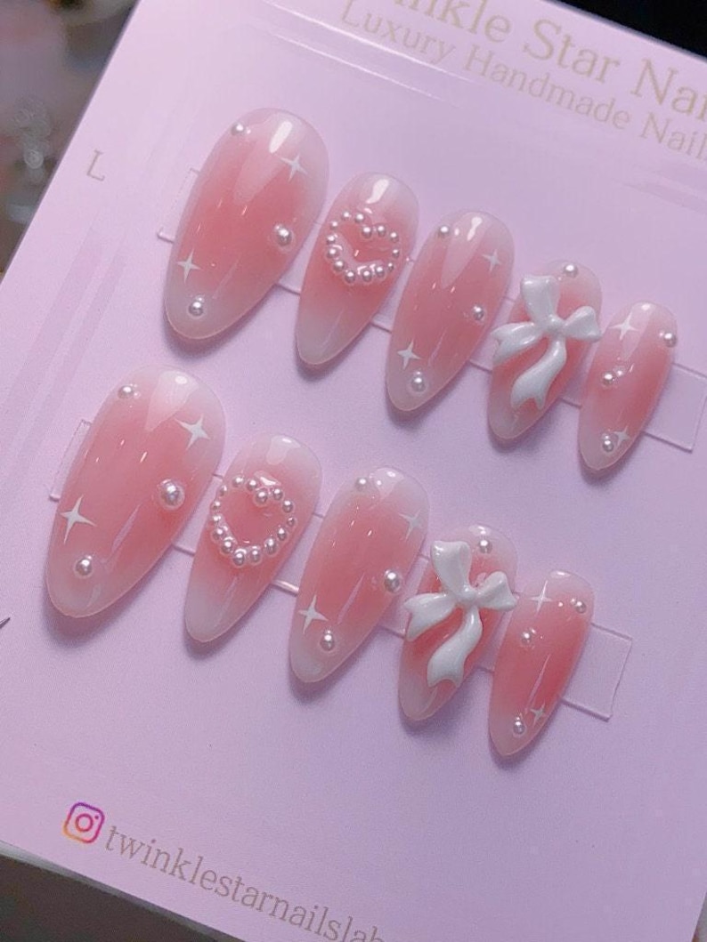 Blushed Pink Princess Press On Nails | Inspo Nails | Premium Nails | Pink Nails | Handmade Nails | Gift Shop | Beautifully Handmade Nails image 8