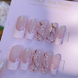 Sakura Cherry Blossom / Durable Nails / Premium Nails / Gel Nails / Glue On The Nails / Salon Quality Nails