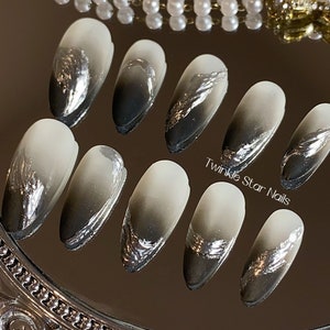 Matte Texture Luxury Metallic Chrome | Reusable Gel Press On Nails | Durable Nails | 3min to apply at home | Salon Quality Nails