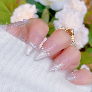 Mermaid Tail Press On Nails  (cat eye effect) | Gel Nails | Reusable Nails | Unique Nail Design | Salon Quality Nails | xtz3114