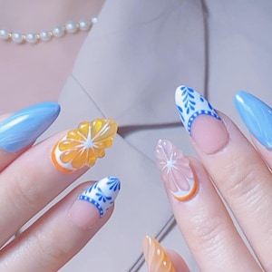Citrus Got Real | Fun Nails | Summer Nails | Faux Nails | Premium Nails | Reusable Nails | Gel Nails | Salon Quality Nails | xlm1265