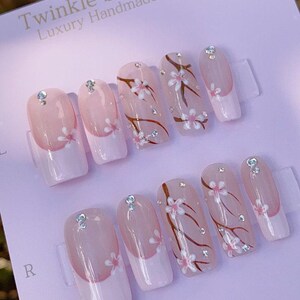 Sakura Cherry Blossom / Durable Nails / Premium Nails / Gel Nails / Glue On The Nails / Salon Quality Nails image 3
