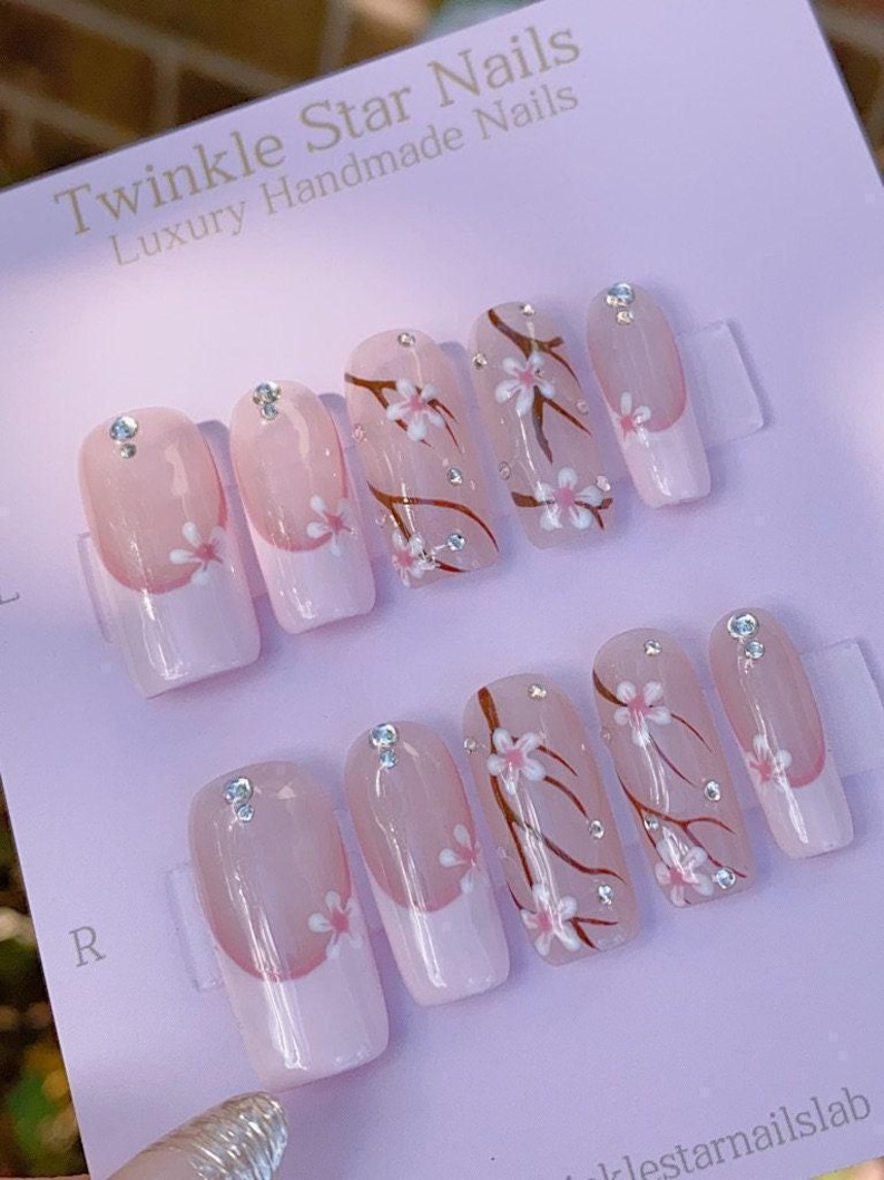 Sakura Cherry Blossom / Durable Nails / Premium Nails / Gel Nails / Glue On The Nails / Salon Quality Nails image 3