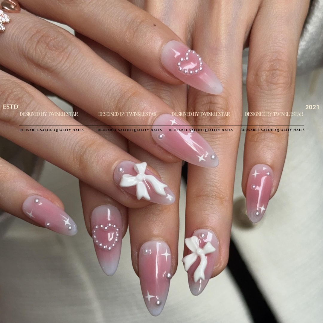 acrylic nails for pink dress Prom Nails Design for Light / Baby Pink Dress