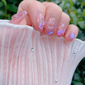 Short Version | Pretty Glass Rhinestones Press On Nails |Crystal Jewelry | Glitter Press On Nails |Gel Nails | lmz122