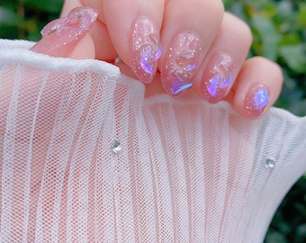 Short Version | Pretty Glass Rhinestones Press On Nails |Crystal Jewelry | Glitter Press On Nails |Gel Nails | lmz122