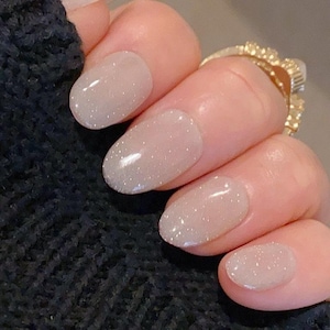 Beige Fine Glitter /Salon Quality Nails / Durable Nails / Reusable Nails / DIY Nails At Home / Glue On The Nails / Summer Nails / Ipz81