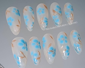 Reusable Little Suprises | Acrylic Nails, Reusable Fake Nails, Custom Nails, Handmade Nails, Flower Nails, xwj68