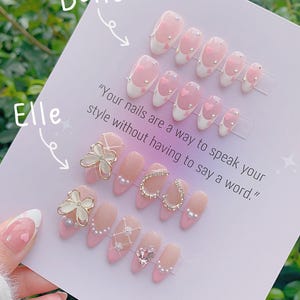 NEW NEW! | Romantic Bestie Press On Nails | Twin Nails | Beautiful Nails | Lovely Nails | Gel Nails | Handmade With Love | lmz133