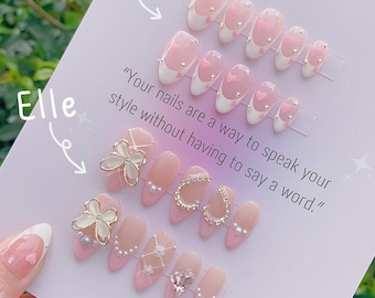 NEW NEW! | Romantic Bestie Press On Nails | Twin Nails | Beautiful Nails | Lovely Nails | Gel Nails | Handmade With Love | lmz133