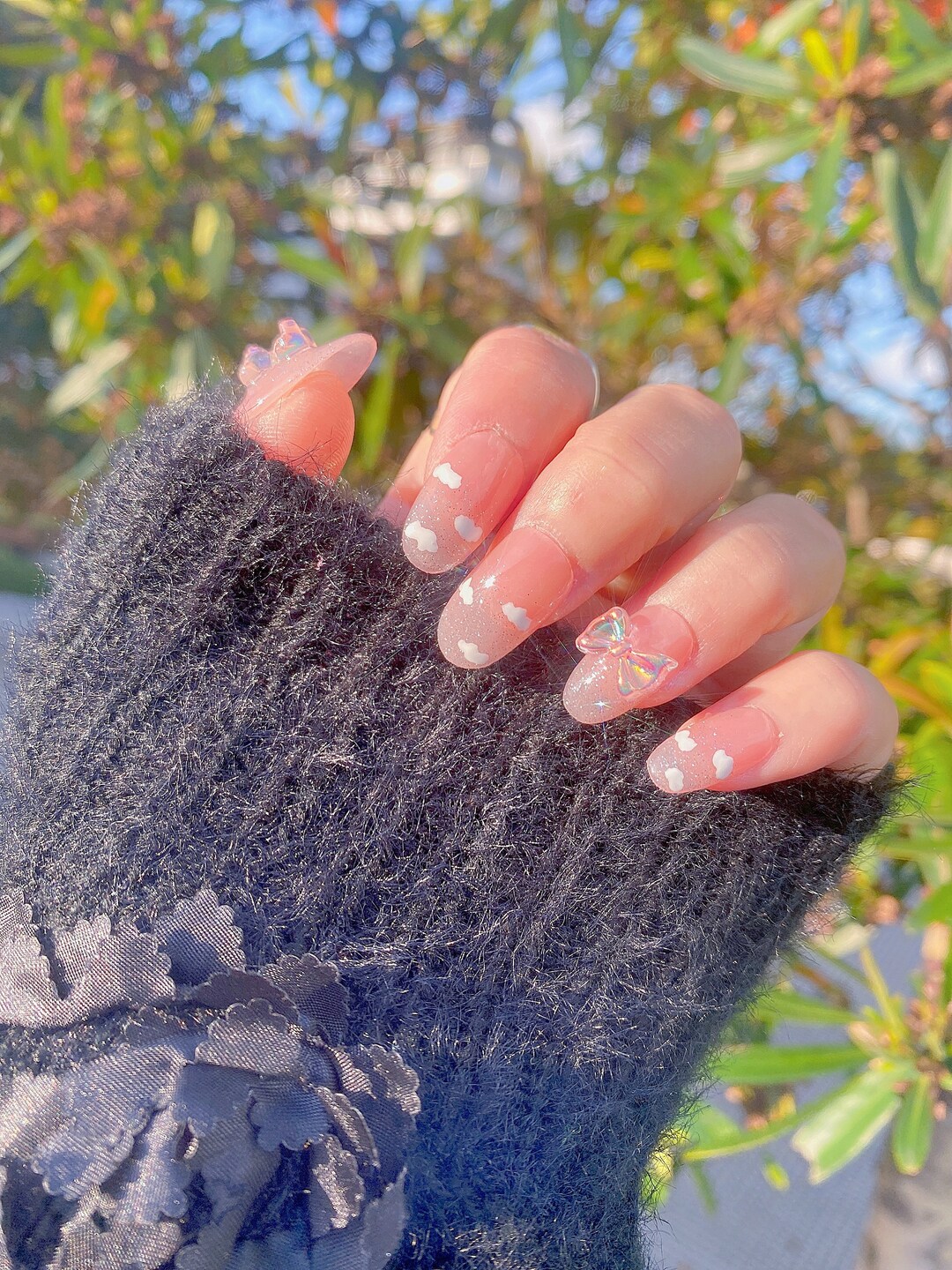 Gummy Bear Clouds Press on Nails Handmade Press on Nails Bear Cute Nails Gel Nails Kawaii Nails