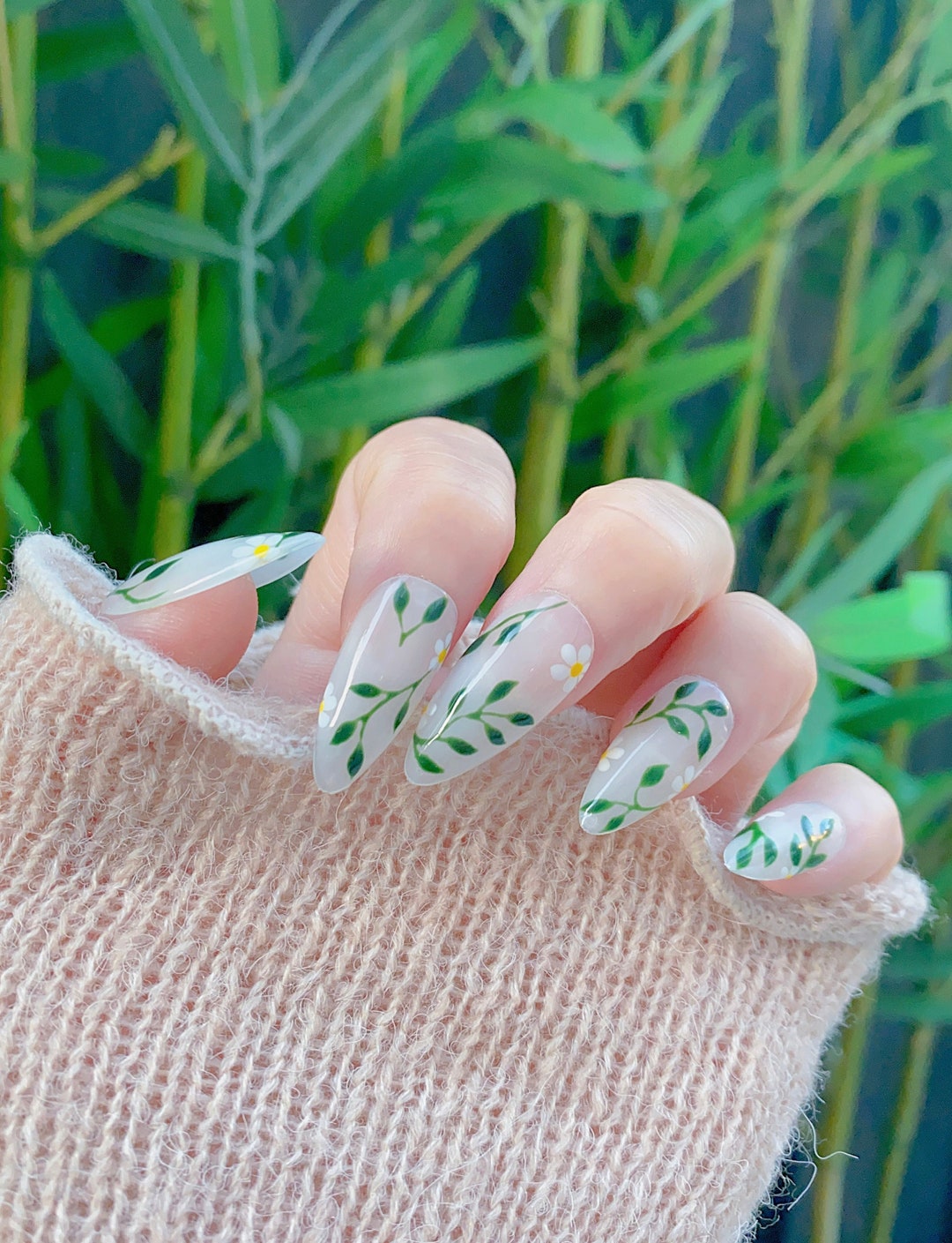 Autumn Flower Leaf Plant Forest Press on Nails | Unique Nail Design | Gel Nails | False Nails | Salon Quality Nails | Xyz2948 - Etsy UK