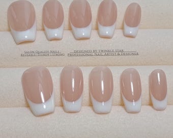 Milky White French Tip Gel Nails | Soft Girl Jelly Manicure | Birthday Gift Set XH848, XH848