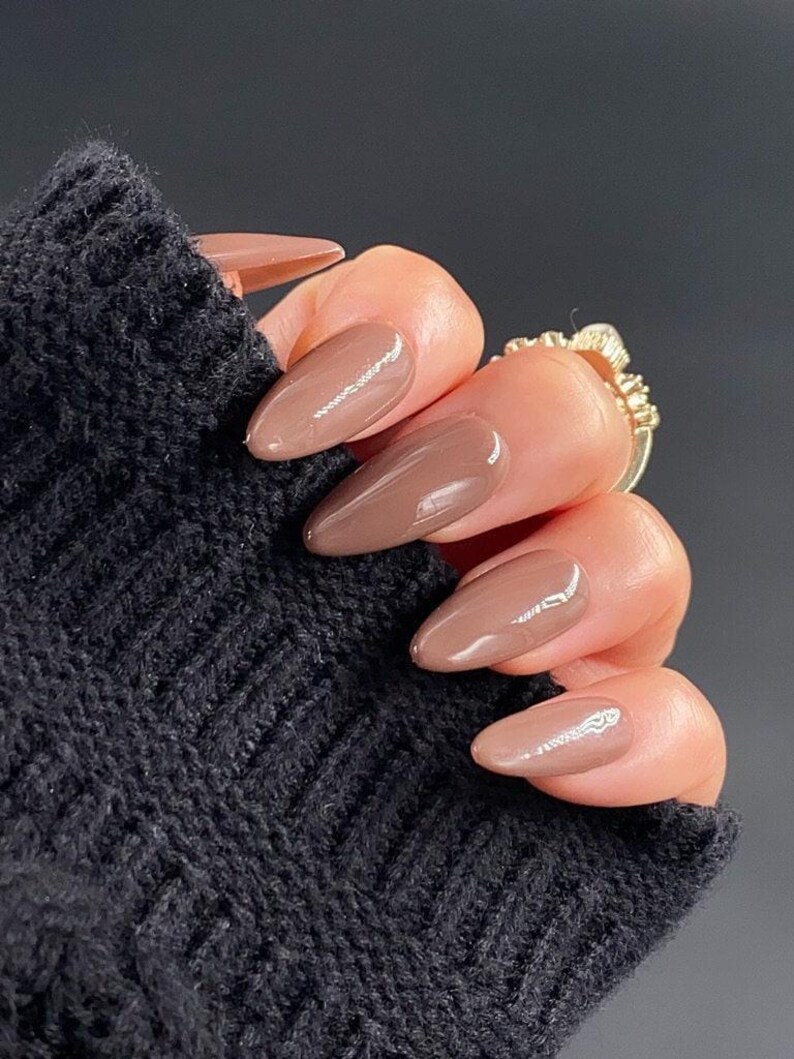 Brown Autumn | Used High Quality Gel Product | Essential Nails | Reusable Nails | Glue On The Nails | Salon Quality Nails | Ipz40 image 1