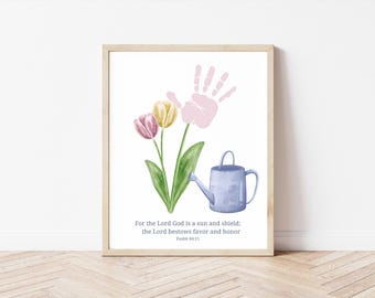 Handprint Tulip Flower Craft | Psalm 84:11 Bible Verse Art (Digital Download)