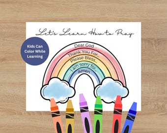 Kids Prayer Coloring Page | Learn How to Pray Rainbow Worksheet (Digital Download)