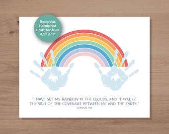 Rainbow Handprint Craft | Noah's Ark Sunday School Activity (Digital Download)