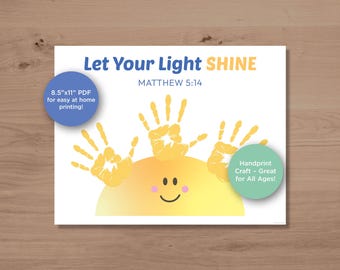 Let Your Light Shine Handprint Craft | Matthew 5:14 Art (PDF Download)