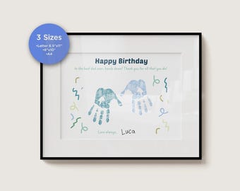 Personalized Birthday Handprint Art | DIY Dad Gift (Digital Download)