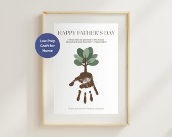 Father's Day Handprint Tree Craft, Psalm 92:13 Bible Verse Activity (8.5x11 Download)