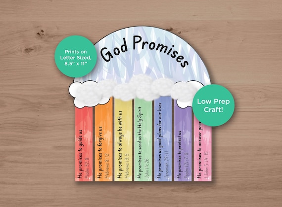 God's Promises Rainbow Sunday School Craft | Bible Verse Kids Project (Digital PDF)