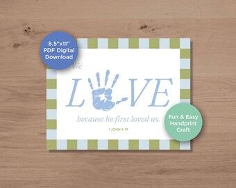 1 John 4:19 Handprint Craft – Christian Kids Valentine Activity PDF Download 8.5” x 11”