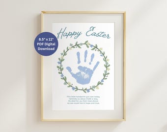 Easter Handprint Wreath Craft, Religious Resurrection Keepsake (Digital Download)