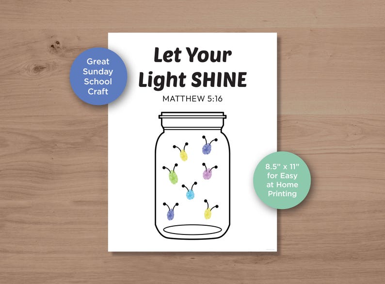 Let Your Light Shine Fingerprint Craft | Matthew 5:16 (PDF Printable ...