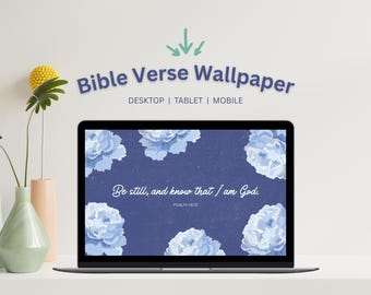 Christian Floral Bible Verse Wallpaper, Psalm 46:10, Busy Mom Phone Background (Digital Download)