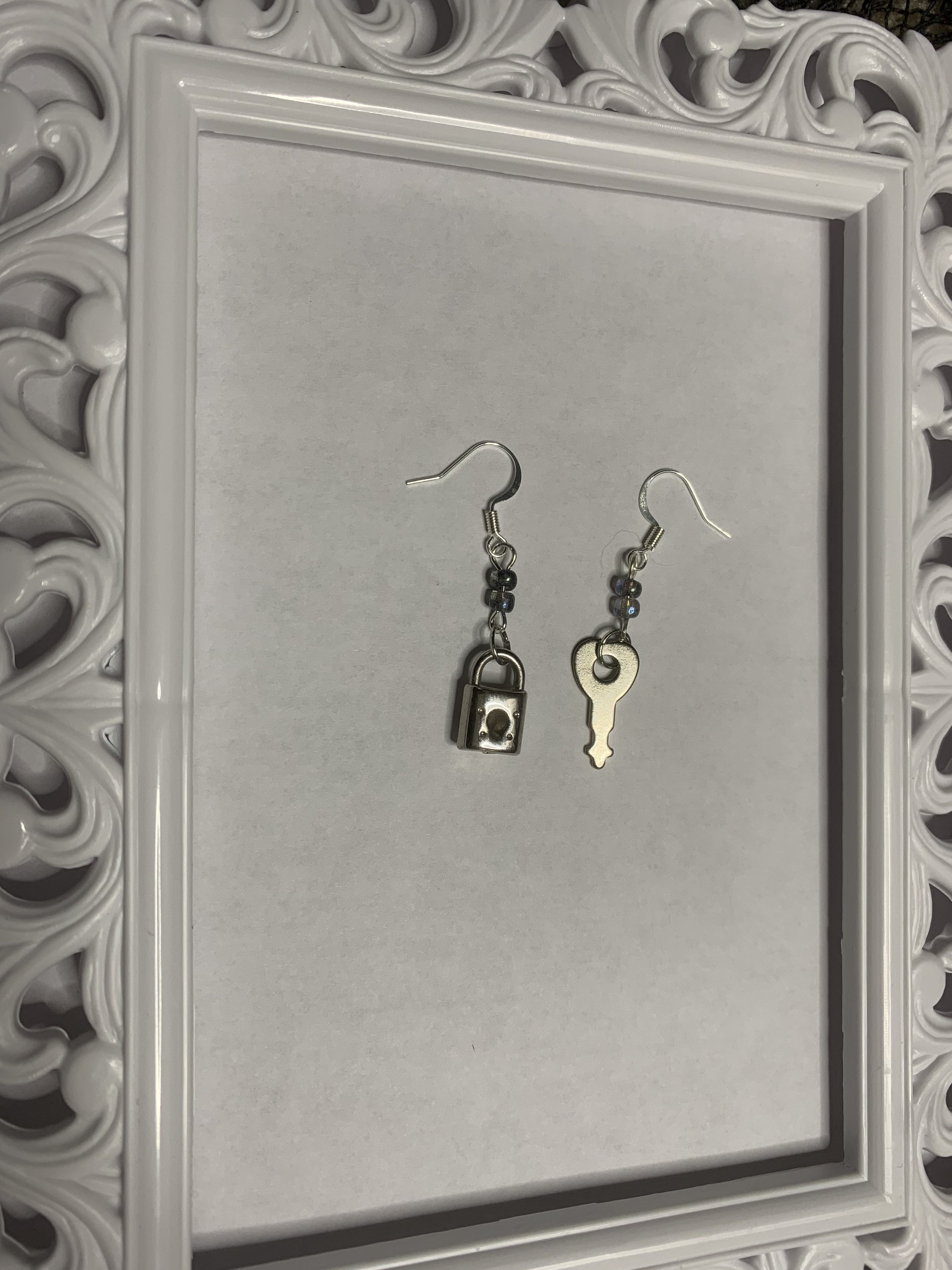 Dear Diary Silver Tone Lock and Key Findings Dangle Earrings With Glass ...