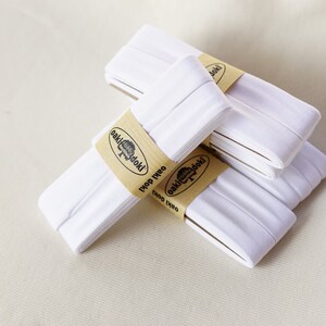 White 3 YDS 20mm wide, Stretch Jersey Bias Tape, Double Fold, OakiDoki Oeko-Tex, Bias Binding Tape image 4