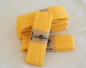 Canary Yellow Stretch Bias Tape, 3 meters, double fold, Oeko Tex certified Bias Binding Tape