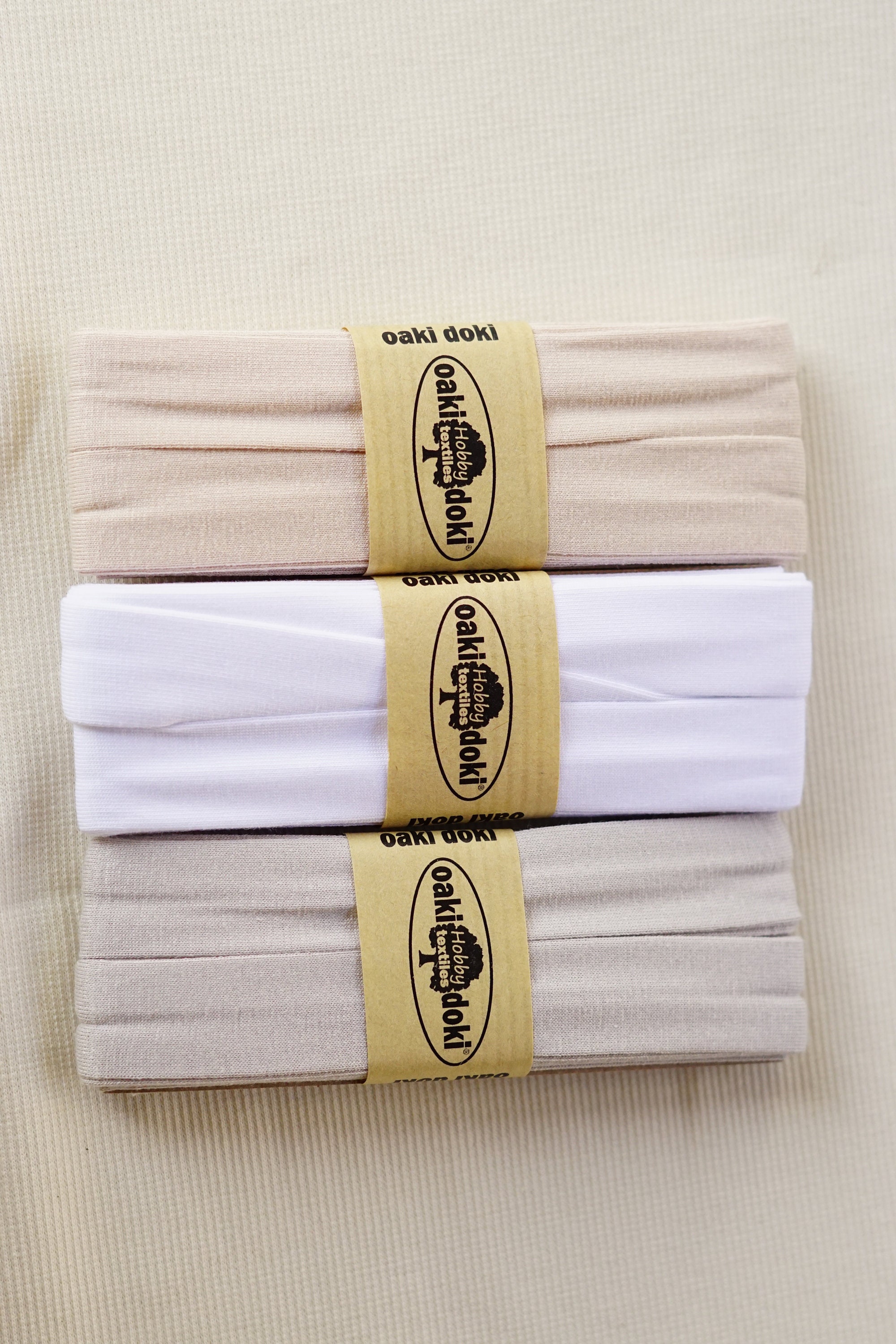 White 3 YDS 20mm Wide, Stretch Jersey Bias Tape, Double Fold, Oakidoki Oekotex, Bias Binding