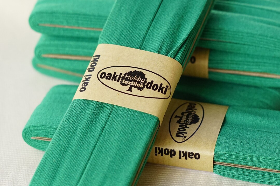 3 YDS Stretch Jersey Bias Tape, 20mm Double Fold Kermit Green, Oakidoki, Bias Binding Tape Etsy