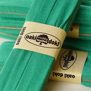 3 YDS - Stretch Jersey Bias Tape, 20mm Double Fold Kermit Green, OakiDoki, Bias Binding Tape