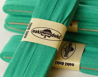 3 YDS - Stretch Jersey Bias Tape, 20mm Double Fold Kermit Green, OakiDoki, Bias Binding Tape