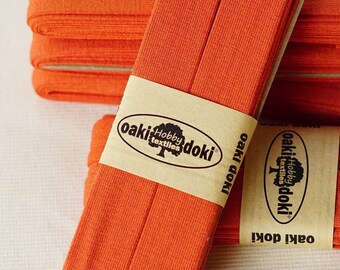 3 YDS - Stretch Jersey Bias Tape, 20mm Orange Groves Double Fold, OakiDoki, Bias Binding Tape