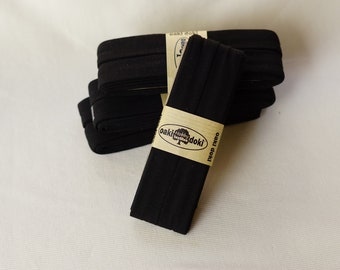 3 YDS - Stretch Jersey Bias Tape, Black, Double folded, 3 meters, Oeko-Tex OakiDoki, Bias Binding Tape