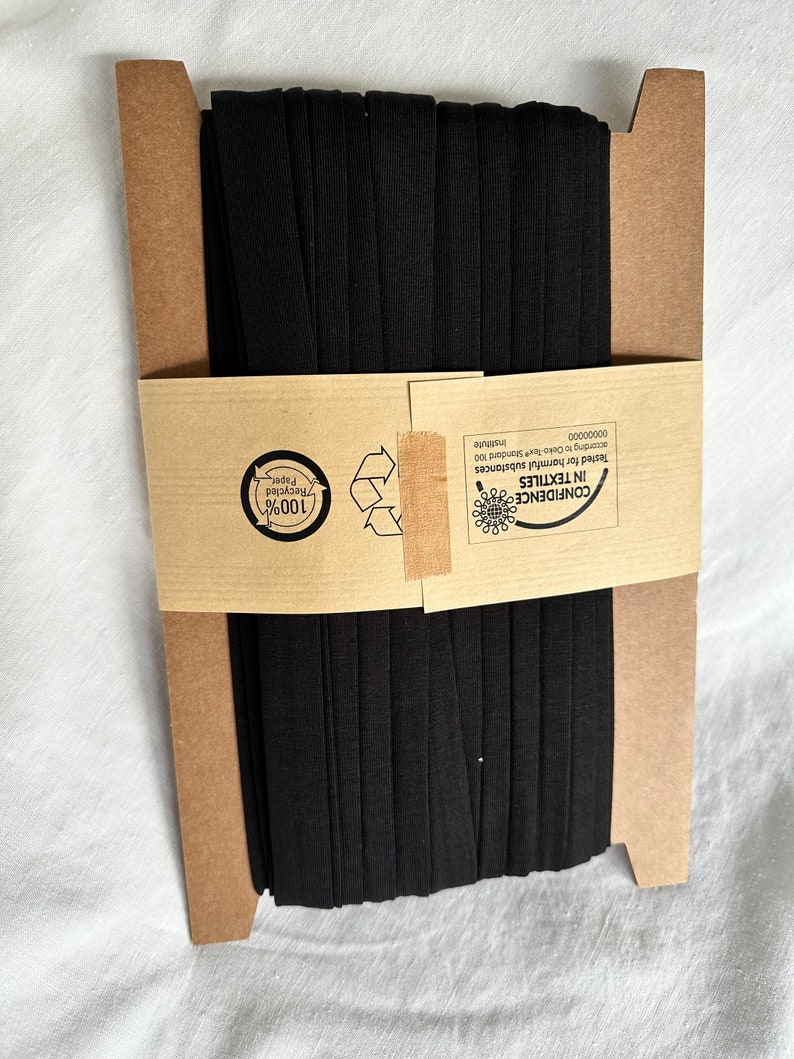 25 Yards of Black Stretch Jersey Bias Tape, Bias Binding, Double Fold, for kids clothes, baby bibs or onzies, blankets, towel edging image 3