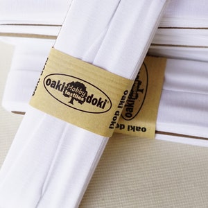 White 3 YDS 20mm wide, Stretch Jersey Bias Tape, Double Fold, OakiDoki Oeko-Tex, Bias Binding Tape image 1