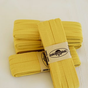 3 YDS Stretch Jersey Bias Tape, 20mm Dijon Ochre Yellow, OakiDoki Oeko-Tex, Bias Binding Tape image 1