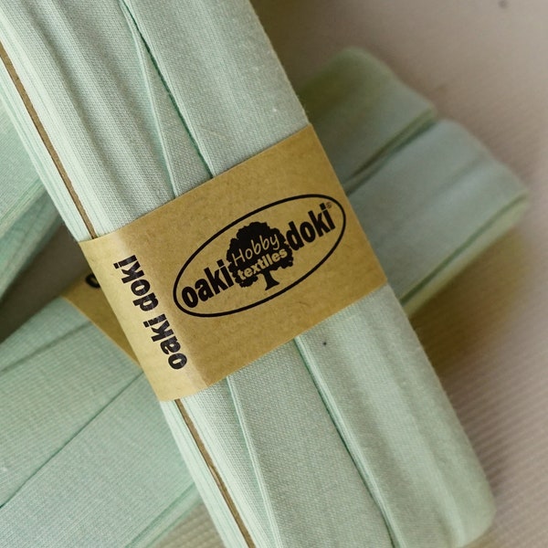 3 YDS - Stretch Jersey Bias Tape, Double Fold, Sea Foam Green, Light Green Oaki Doki, Bias Binding Tape, Bias Pack