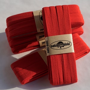 Bright Red Stretch Jersey Bias Tape, 3 meters, Double-fold, Oeko Tex certified, Bias Binding Tape
