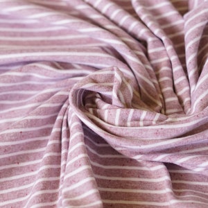 Old Rose Pink Stripes Jersey Cotton Elastane Melange, Oeko-Tex Certified